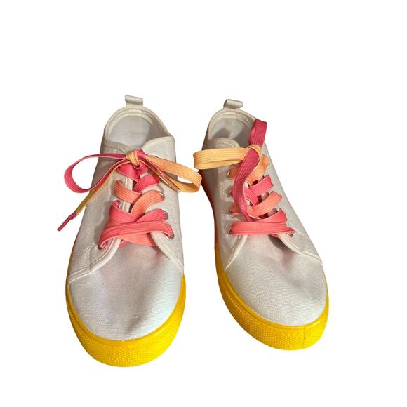 Canvas women’s sneakers with pink, yellow and orange trim size 9 - Picture 1 of 11